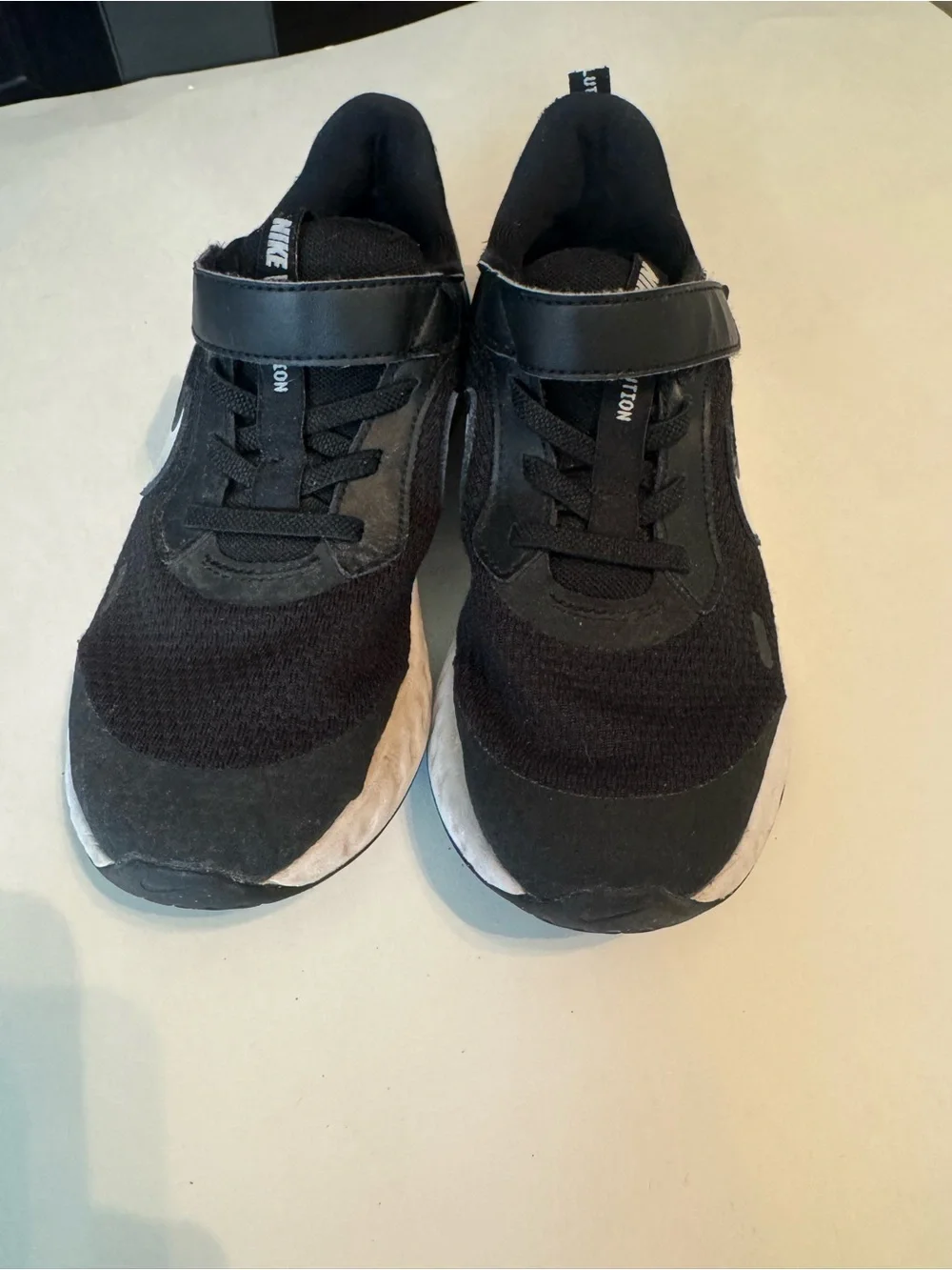 2Y Nike Revolution Black & White Kids running shoes Sneakers Velcro strap